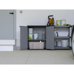 Armadio Basso in Resina Modulare per Esterno Ripiano da Balcone Giardino