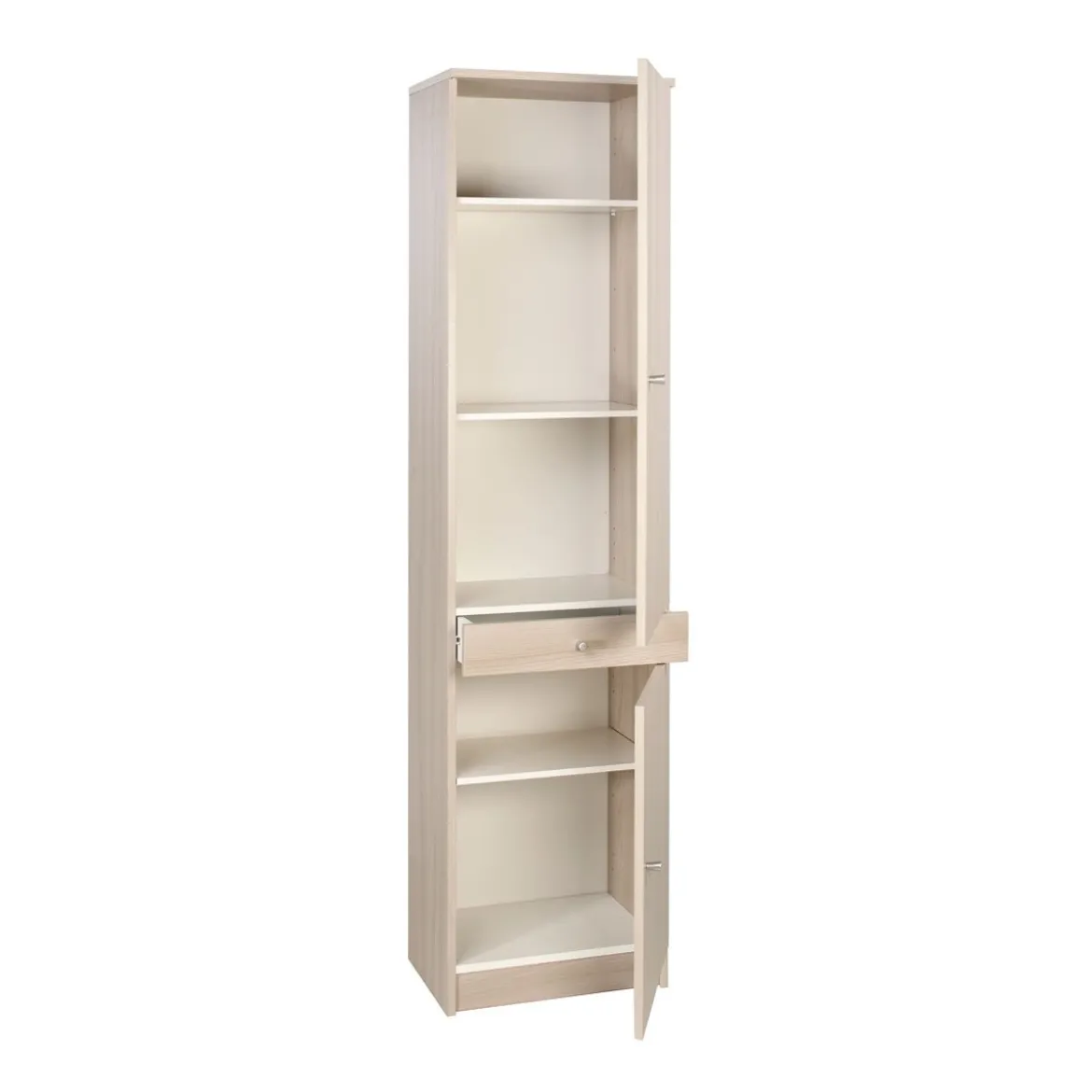 Armadio 180 Bianco 2 Ante con Cassetto Mobile Alto con Ripiani Colonna da Bagno