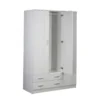 Armadio Bianco 180 h 3 Ante con 2 Cassetti Appendiabiti Mobile Camera da Letto