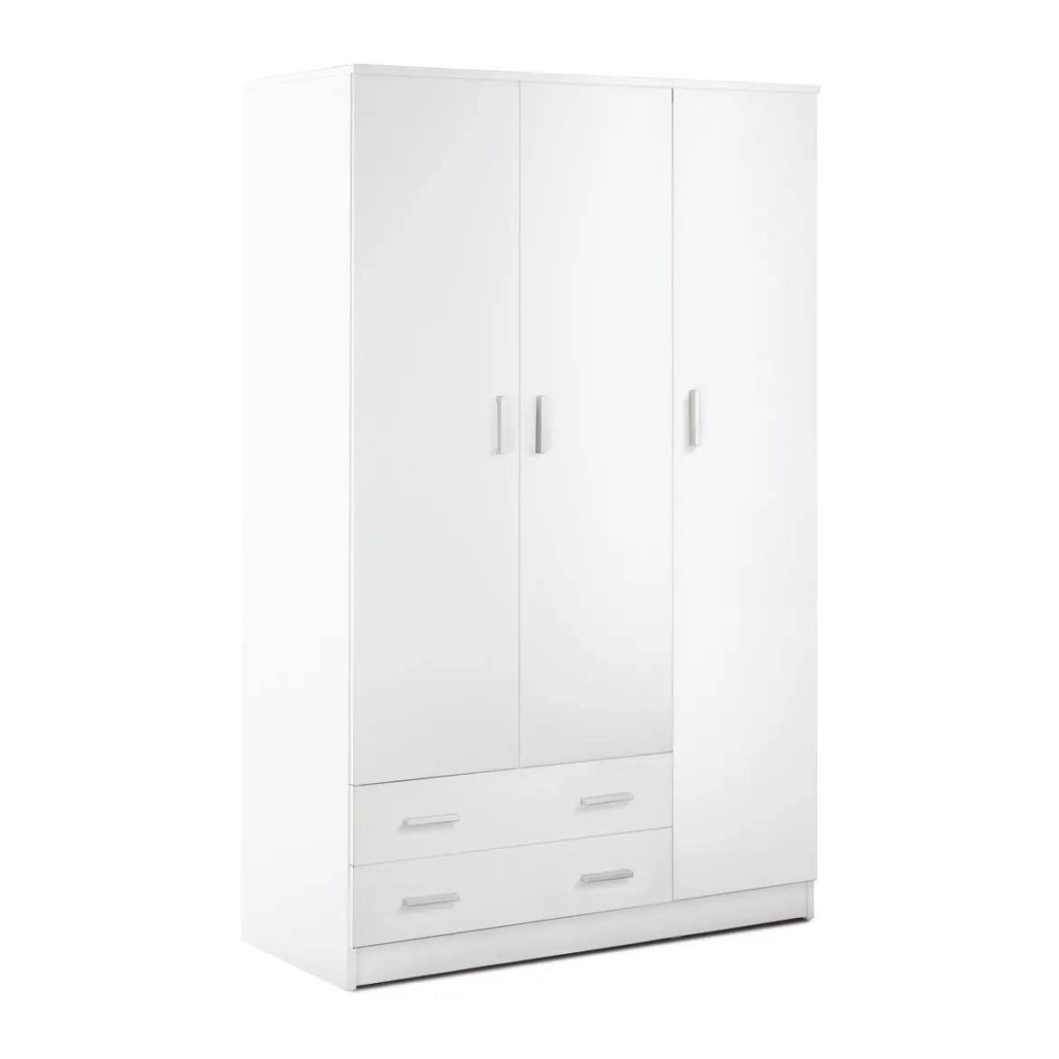 Armadio Bianco 180 h 3 Ante con 2 Cassetti Appendiabiti Mobile Camera da Letto