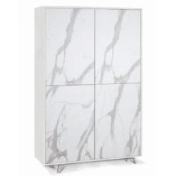 Armadio Bianco Marmo Mobile Credenza Ripiani 4 Ante Soggiorno Ingresso