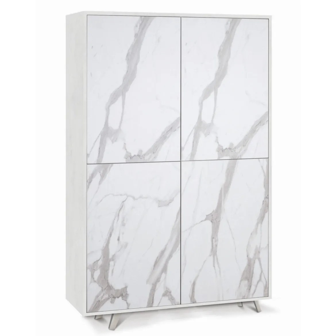 Armadio Bianco Marmo Mobile Credenza Ripiani 4 Ante Soggiorno Ingresso