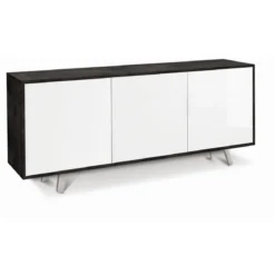 Armadio Buffet 3 Ante Madia Credenza Contenitore Nero Lucido Soggiorno
