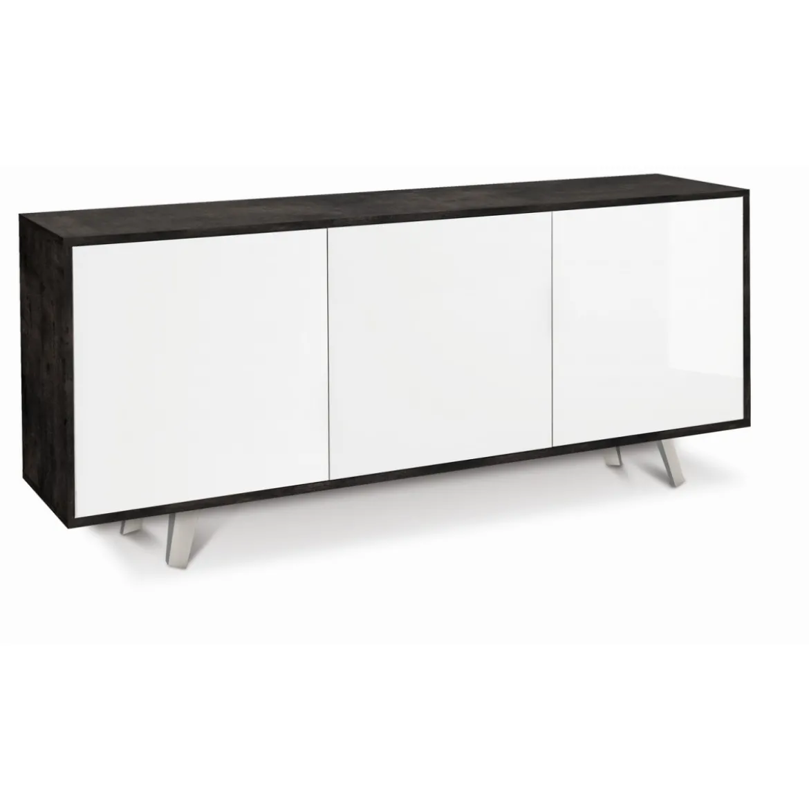 Armadio Buffet 3 Ante Madia Credenza Contenitore Nero Lucido Soggiorno