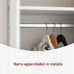 Armadio Camera da Letto 3 Ante Asta Appendiabiti Ripiani Bianco