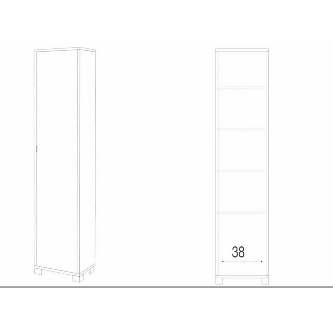Armadio Colonna 1 Anta 190 Noce Ripiani Ufficio Mobile Multiuso Bagno