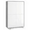Armadio Credenza Cemento Bianco Lucido Ripiani 4 Ante Soggiorno Mobile
