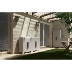 Armadio da Esterno 2 Ante in Pvc Resina Tuttopiani con Ripiano Mobile Modulare