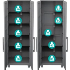 Armadio da Esterno 2 Ante in Pvc Resina Tuttopiani con Ripiano Mobile Modulare