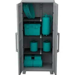 Armadio da Esterno 2 Ante in Pvc Resina Tuttopiani con Ripiano Mobile Modulare