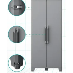 Armadio da Esterno 2 Ante in Pvc Resina Tuttopiani con Ripiano Mobile Modulare