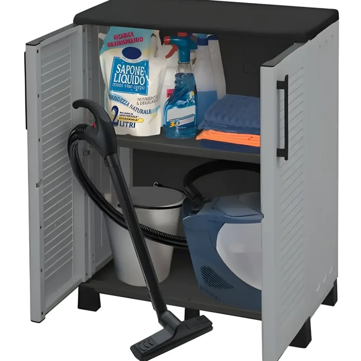 Armadio da Esterno Basso 68x37x90 cm Ripiano Regolabile Antipioggia