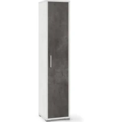Armadio 180 h 1 Anta Bianco Nero Mobile Ufficio Ripiani a Colonna da Bagno