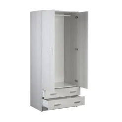 Armadio 180 h 2 Ante con 2 Cassetti Appendiabiti Mobile Cabina Camera da Letto