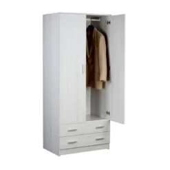 Armadio 180 h 2 Ante con 2 Cassetti Appendiabiti Mobile Cabina Camera da Letto