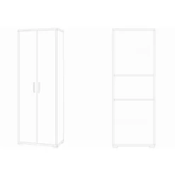 Armadio in Legno 2 Ante 200 Bianco Nero Multiuso Ufficio Mobile Camera