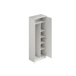 Armadio in Legno 180 cm Portascope con Ripiani Bianco Frassinato Multiuso