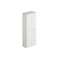 Armadio in Legno 180 cm Portascope con Ripiani Bianco Frassinato Multiuso