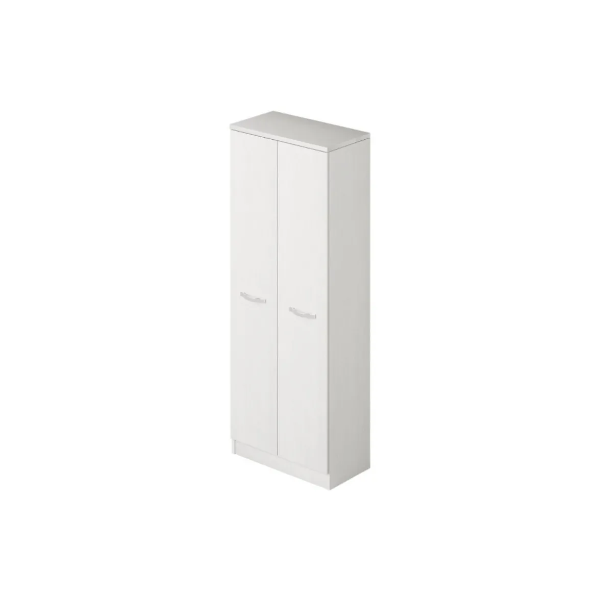 Armadio in Legno 180 cm Portascope con Ripiani Bianco Frassinato Multiuso