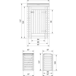 Armadio in Legno per Bidone Spazzatura Secchio Immondizia da Giardino