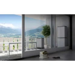 Armadio in Resina Basso due Ante con Ripiani da Esterno Mobile Balcone Plastica