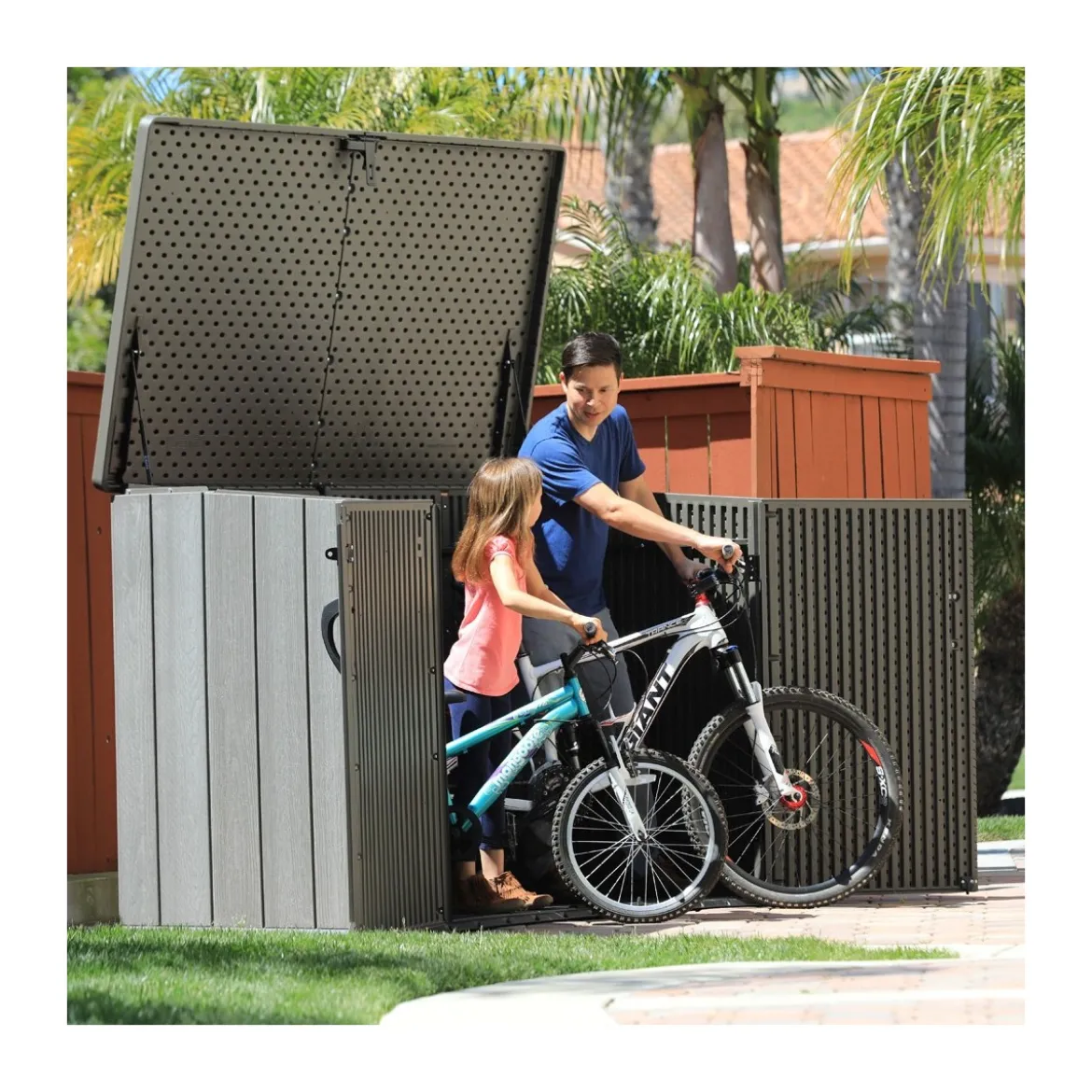 Armadio in Resina per Esterno Bidoni Rifiuti Biciclette Legna da Giardino Box