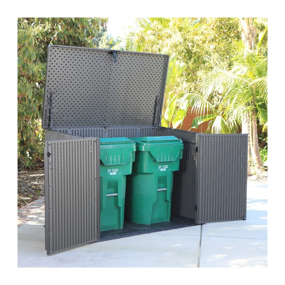 Armadio in Resina per Esterno Bidoni Rifiuti Biciclette Legna da Giardino Box