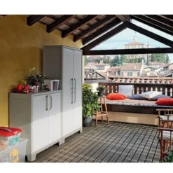 Armadio Keter Alto Tuttopiani in Resina da Esterno Beige Impermeabile Terrazzo