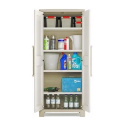 Armadio Keter Alto Tuttopiani in Resina da Esterno Beige Impermeabile Terrazzo