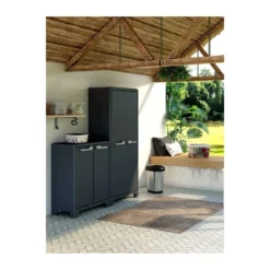 Armadio Keter Antracite Tuttopiani Resina Impermeabile Alto Organizer da Esterno