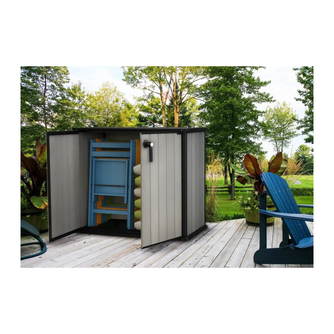 Armadio Keter da Giardino Box Esterno Officina Grigio Effetto Legno Patio Resina