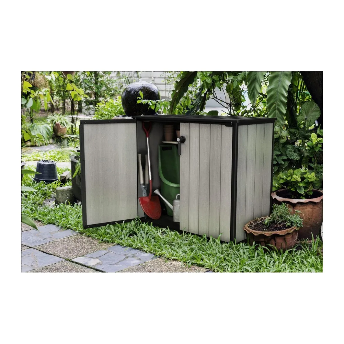 Armadio Keter da Giardino Box Esterno Officina Grigio Effetto Legno Patio Resina