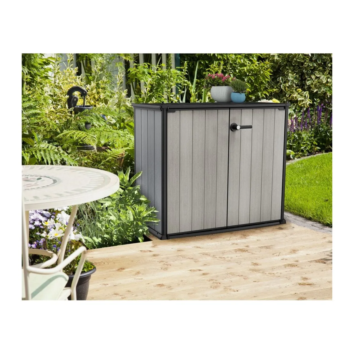 Armadio Keter da Giardino Box Esterno Officina Grigio Effetto Legno Patio Resina