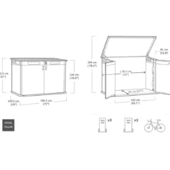 Armadio Keter da Giardino Esterno Rifiuti Officina Biciclette Effetto Legno Box