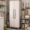 Armadio Keter in Resina Alto da Esterno Tortora Multiuso Portascope Beige 2 Ante