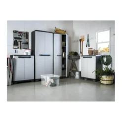 Armadio Keter Linear Resina 3 Piani Regolabili Esterno 68x39x173 cm Grigio