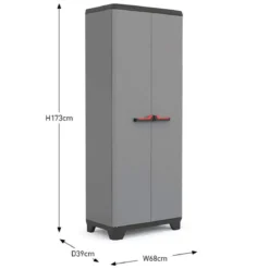 Armadio Keter Resistente Alto Grigio Portascope Componibile con Serratura Patio