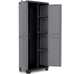 Armadio Keter Resistente Alto Grigio Portascope Componibile con Serratura Patio