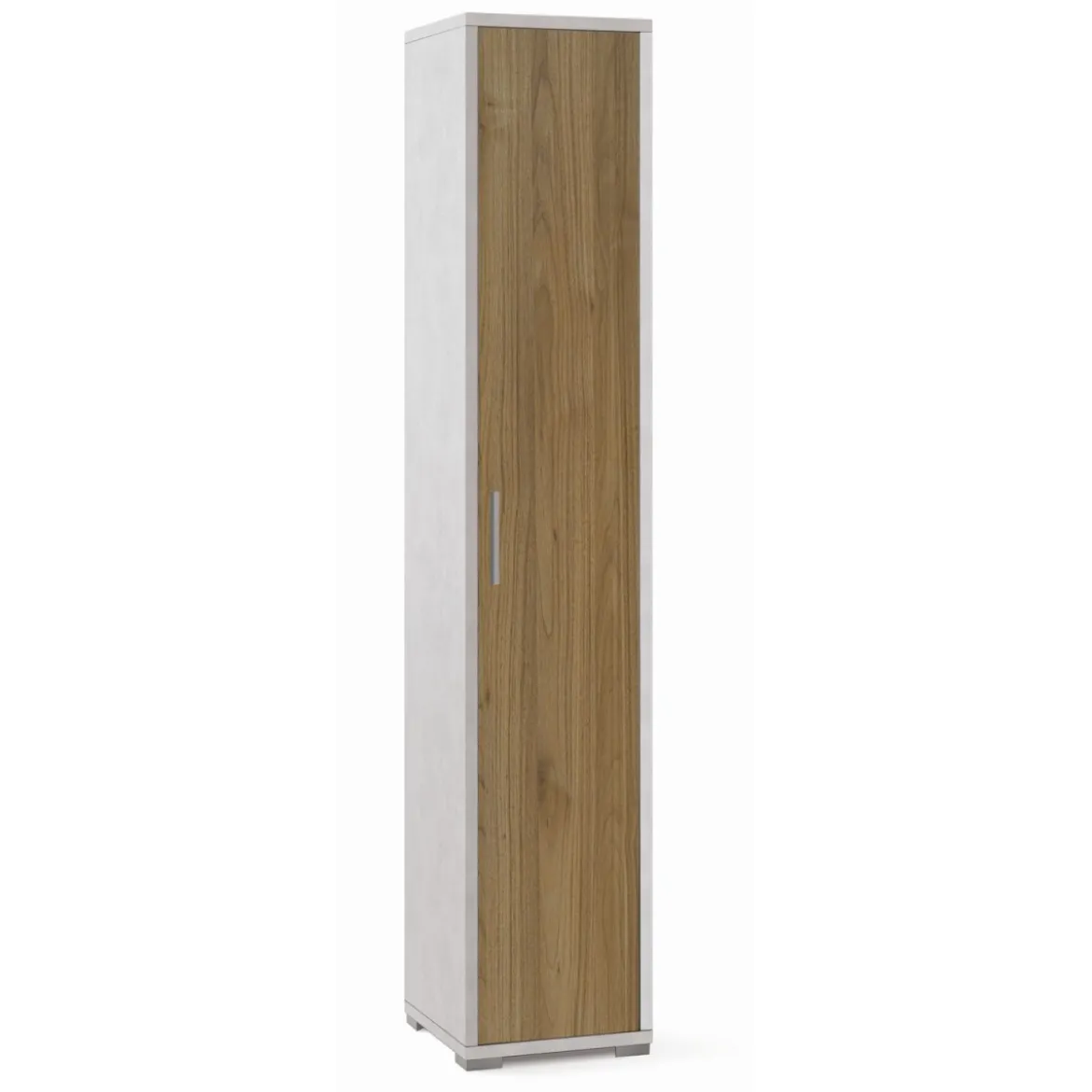 Armadio Mobile Bianco Noce 1 Anta 200 Ripiani a Colonna Bagno Ufficio