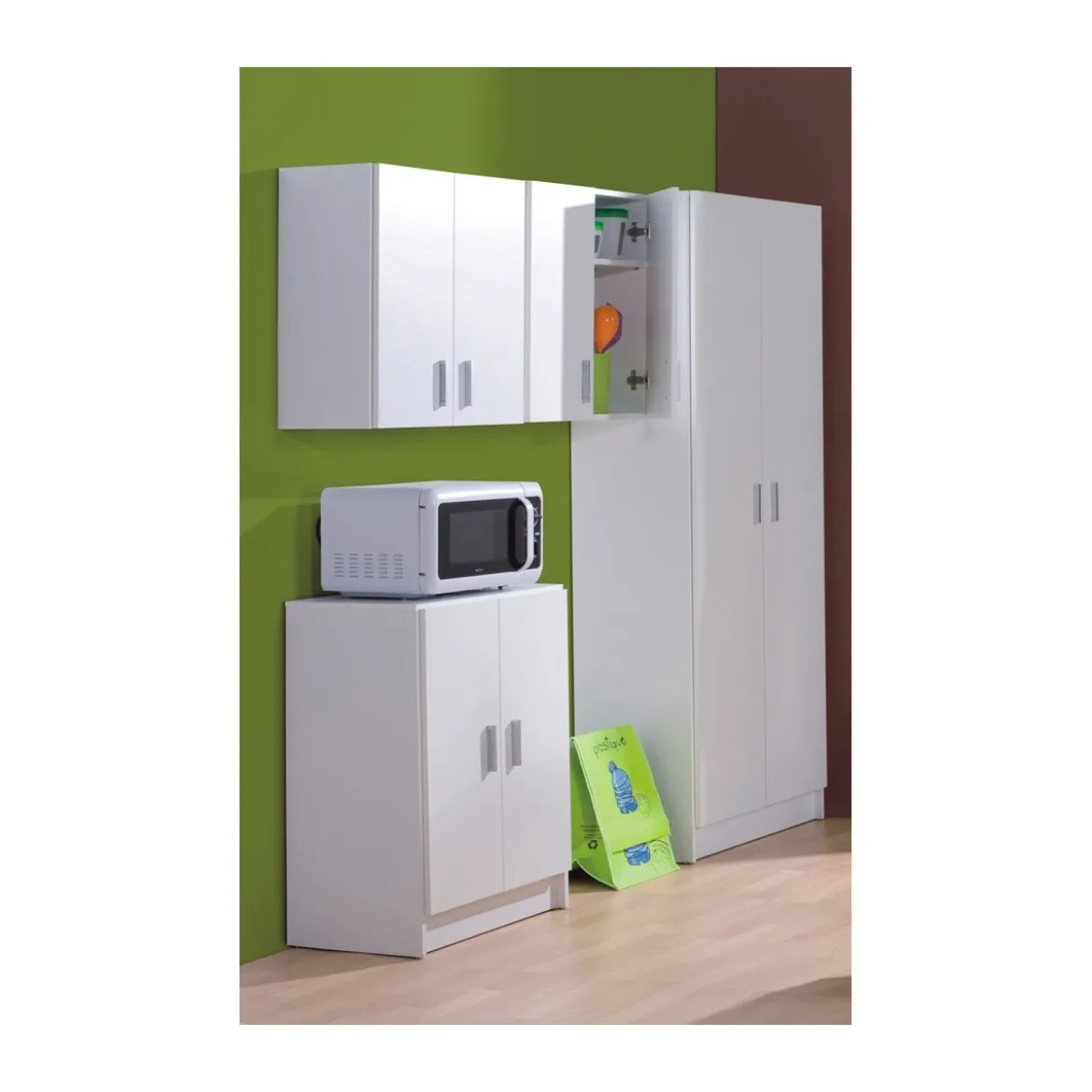 Armadio Pensile Sospeso 2 Ante Bianco Mobile Lavanderia Bagno Armadietto Legno