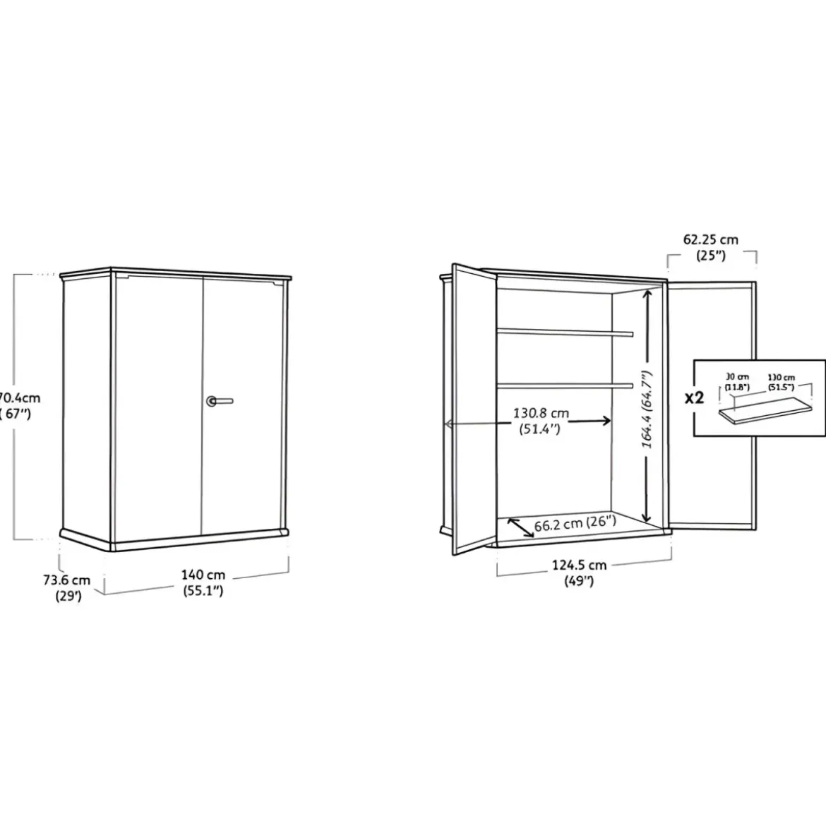 Armadio Porta Attrezzi Keter in Resina da Giardino 1400 L Evotech Grigio