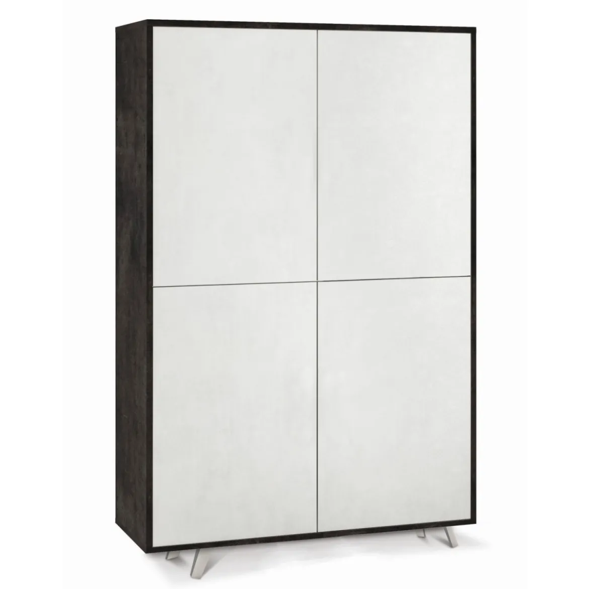 Armadio Ripiani Madia Nero Bianco Mobile 4 Ante Soggiorno Credenza Salotto