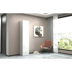 Armadio Scarpiera Anta Battente 45x35x191 cm Bianco Laccato Salvaspazio