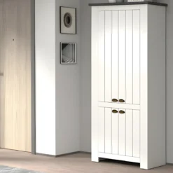 Armadio Scarpiera 4 Ante Mobile Ingresso Bianco Report 84x42x200 cm
