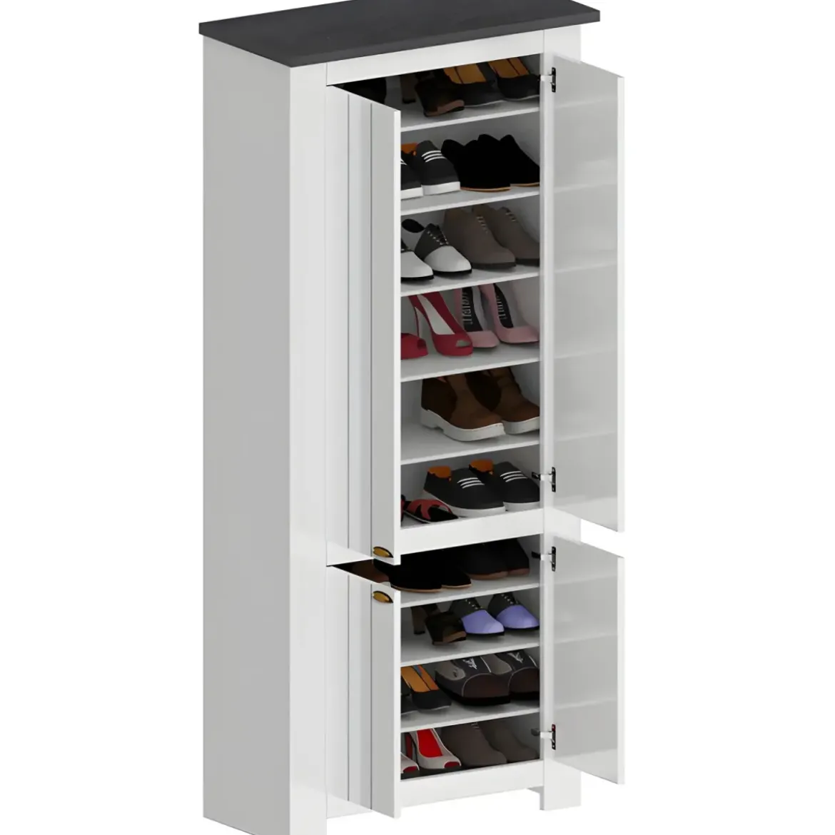 Armadio Scarpiera 4 Ante Mobile Ingresso Bianco Report 84x42x200 cm