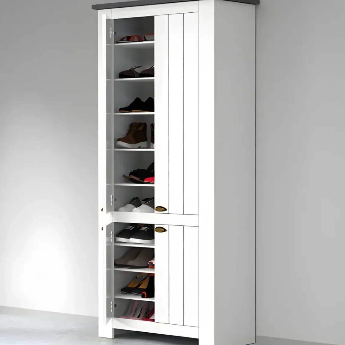 Armadio Scarpiera 4 Ante Mobile Ingresso Bianco Report 84x42x200 cm