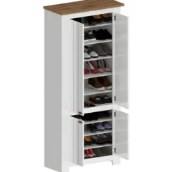 Armadio Scarpiera 4 Ante Mobile Ingresso Bianco Rovere 84x42x200 cm