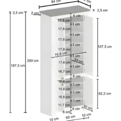 Armadio Scarpiera 4 Ante Mobile Ingresso Bianco Rovere 84x42x200 cm