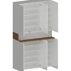 Armadio Scarpiera Bianco Lucido Rovere 6 Ante 1 Ribalta 8 Ripiani
