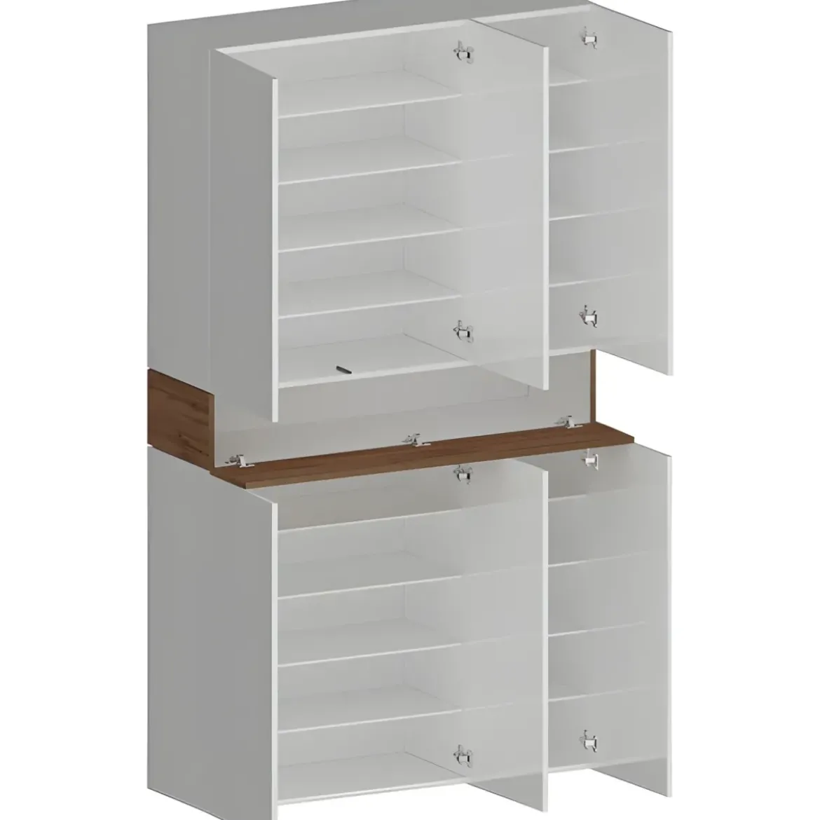 Armadio Scarpiera Bianco Lucido Rovere 6 Ante 1 Ribalta 8 Ripiani